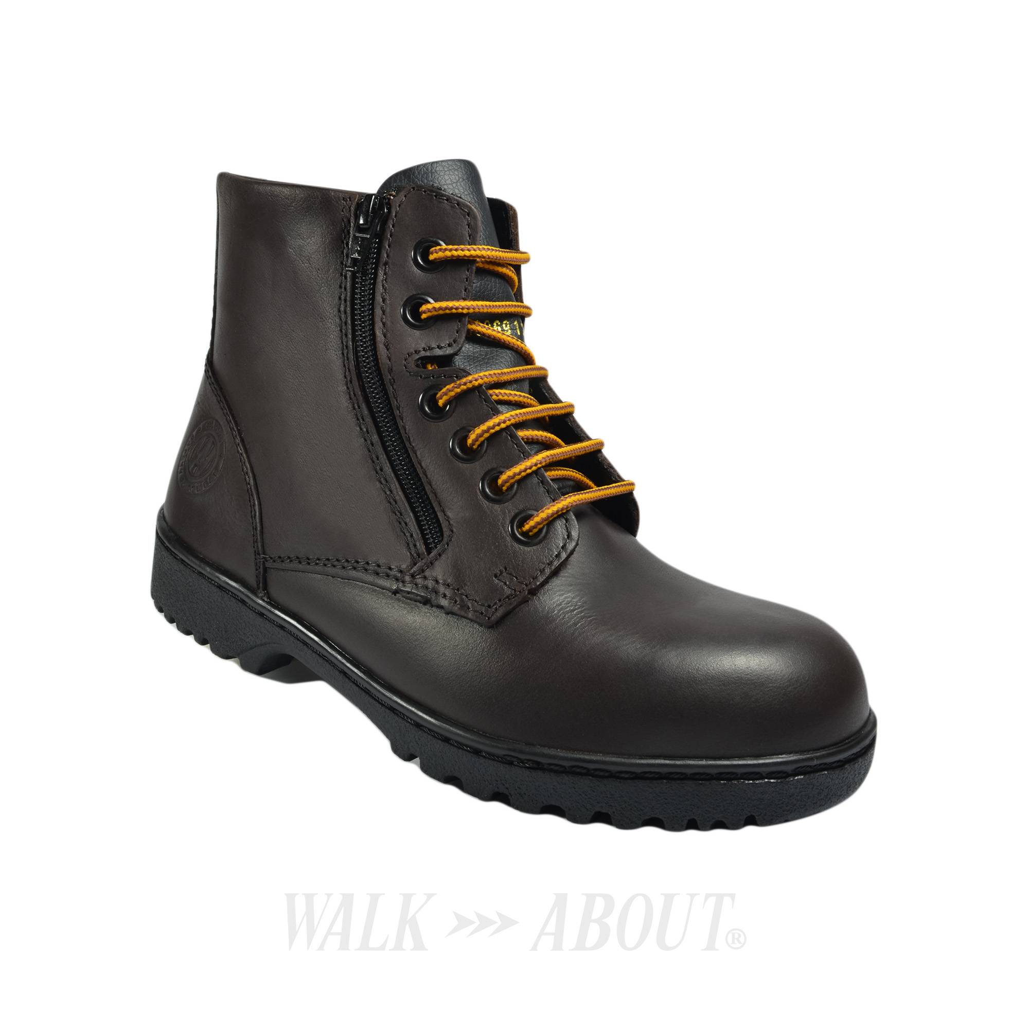 Walk About® Men Laceup Safety ankle boots with Zip and Buffalo leather (6917 Brown 031 SB P HRO)